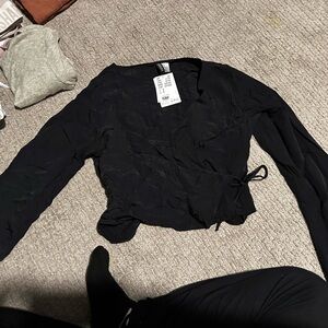 h&m cropped/tie long sleeve top